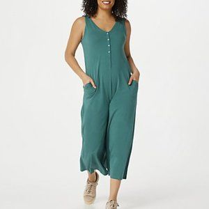 AnyBody Petite Cozy Knit Luxe Button Down Sleeveless Jumpsuit 13174, Size Small